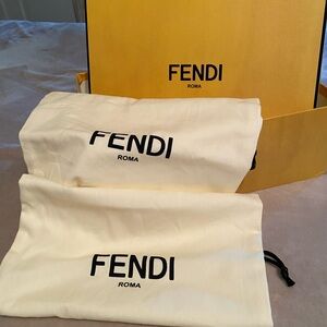 Fendi Shoe Storage Box With Set of Cream Dust Bags